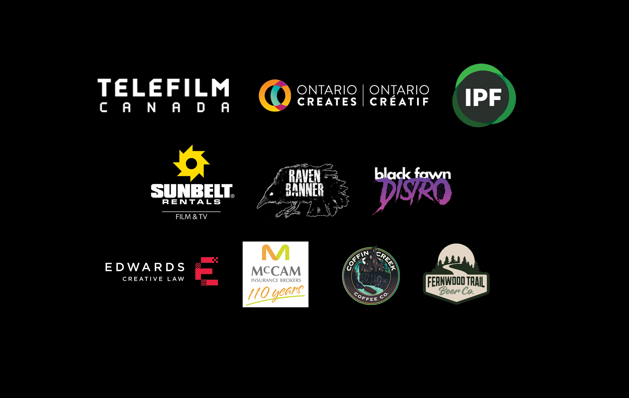 Festival sponsor logos, including Telefilm Canada, Ontario Creates, and more.